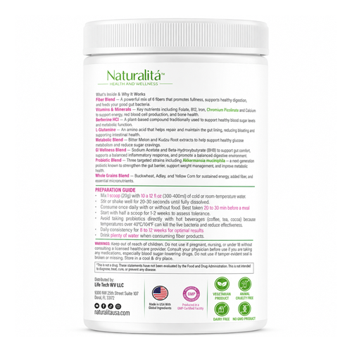 Naturalitá Support Daily Fiber Wellness Blend – Prebiotic & Probiotic Fiber Formula for Daily Use