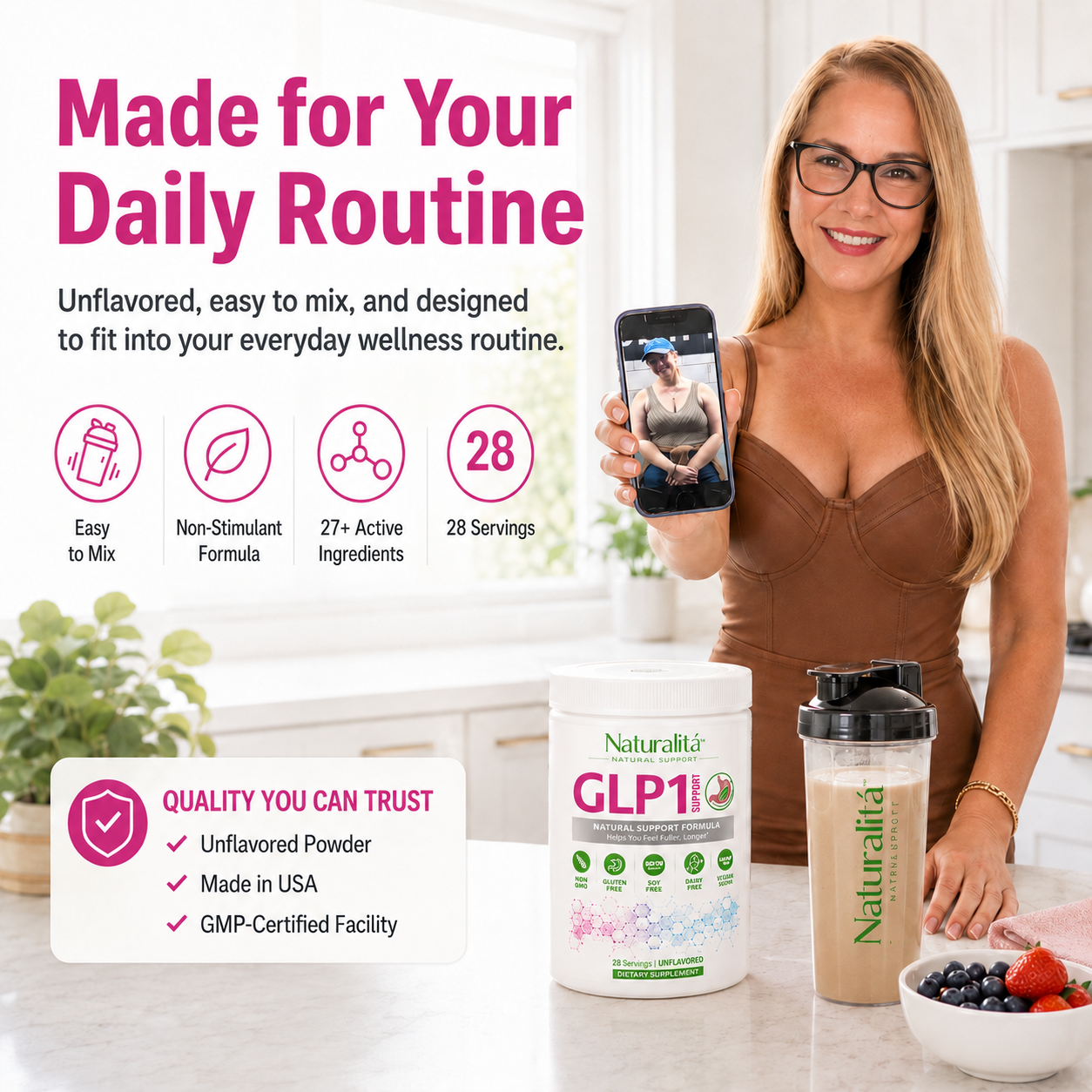 Naturalitá Support Daily Fiber Wellness Blend – Prebiotic & Probiotic Fiber Formula for Daily Use